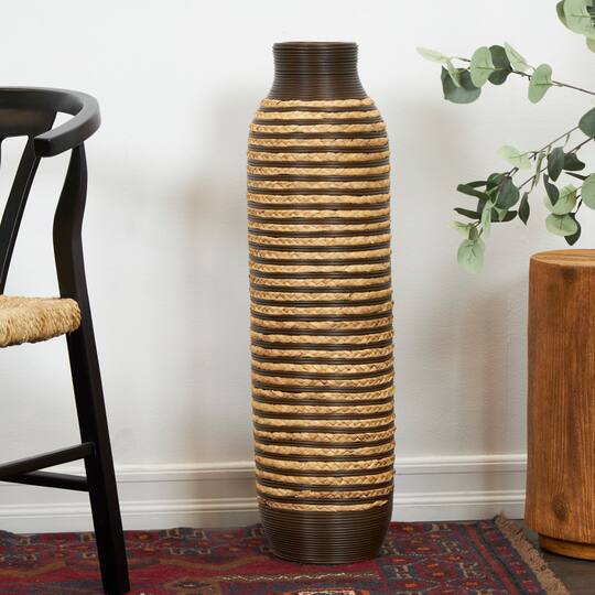 32" Brown Seagrass Handmade Vase